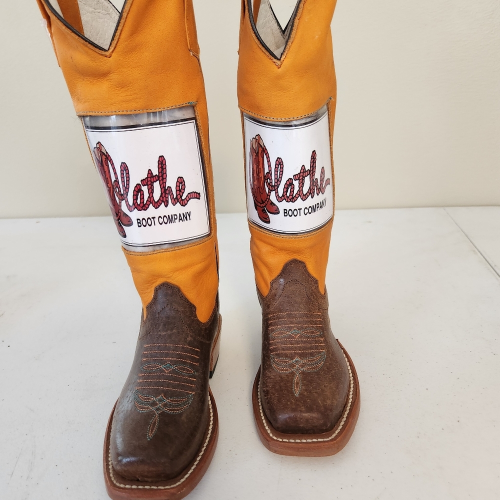 Olathe Boot Co. Kids Boots in Orange and Brown